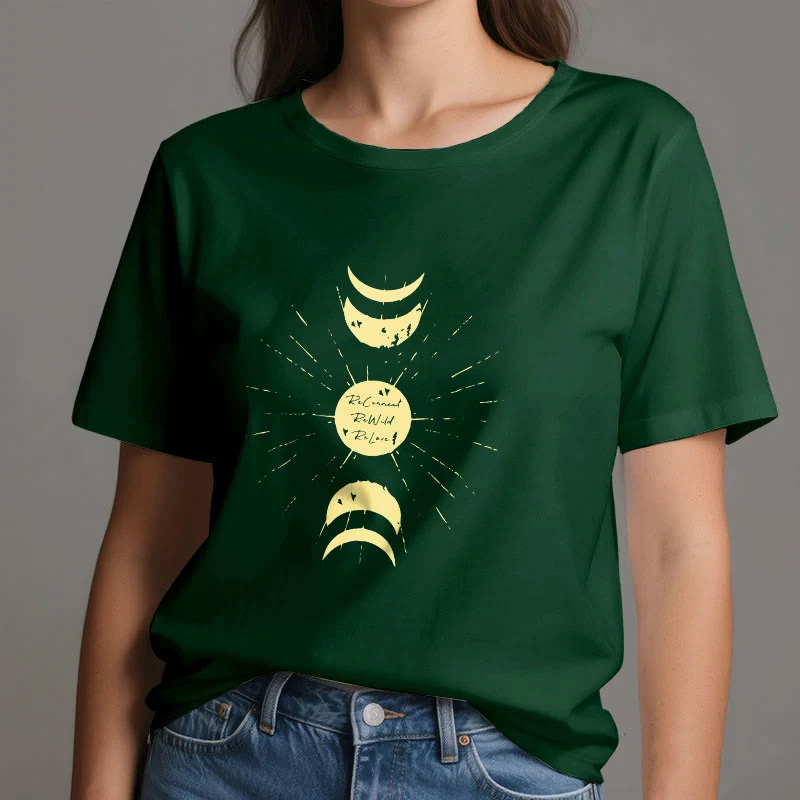 Olivenorma Mondphasen Yoga Baumwoll-T-Shirt