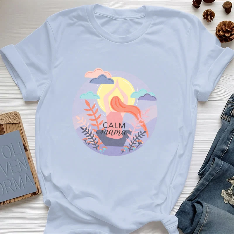 Olivenorma Yoga-T-Shirt mit „Calm Mama“-Print