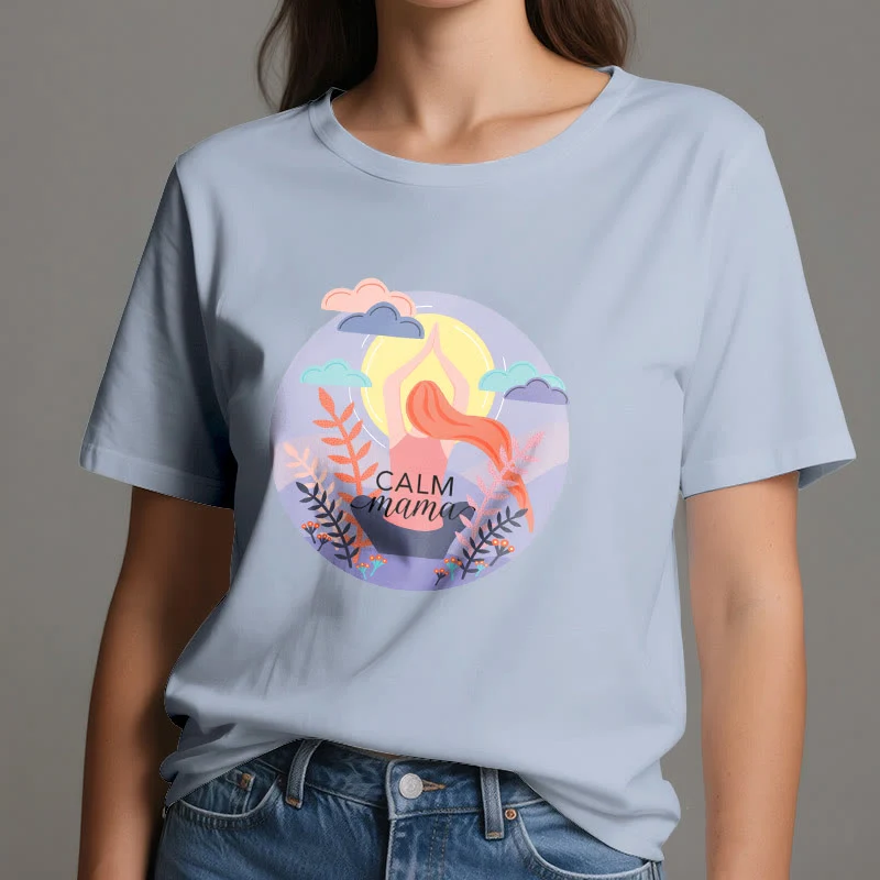 Olivenorma Yoga-T-Shirt mit „Calm Mama“-Print