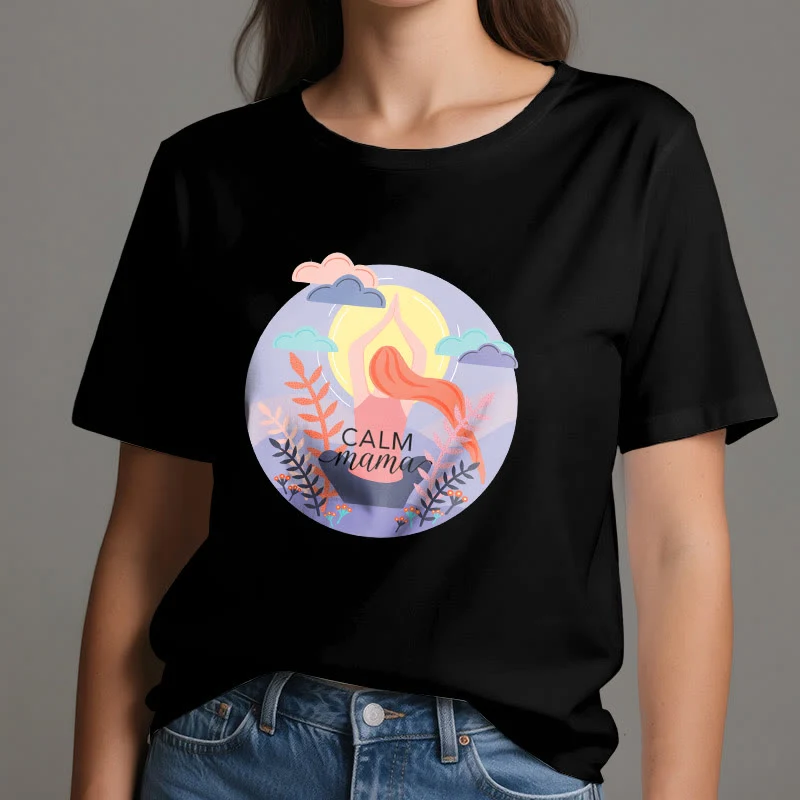 Olivenorma Yoga-T-Shirt mit „Calm Mama“-Print