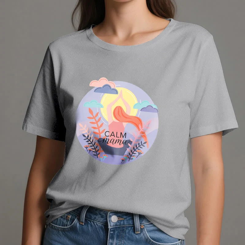 Olivenorma Yoga-T-Shirt mit „Calm Mama“-Print