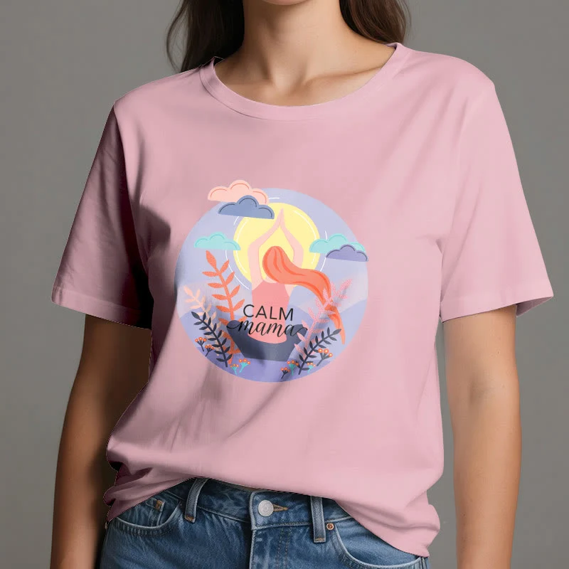 Olivenorma Yoga-T-Shirt mit „Calm Mama“-Print