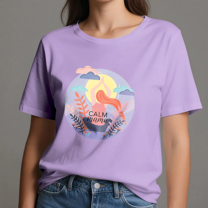 Olivenorma Yoga-T-Shirt mit „Calm Mama“-Print