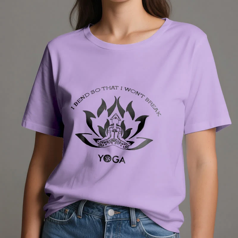 Olivenorma Yoga-T-Shirt „Ich beuge mich, damit ich nicht breche“