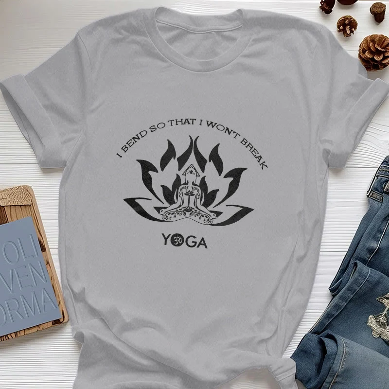 Olivenorma Yoga-T-Shirt „Ich beuge mich, damit ich nicht breche“