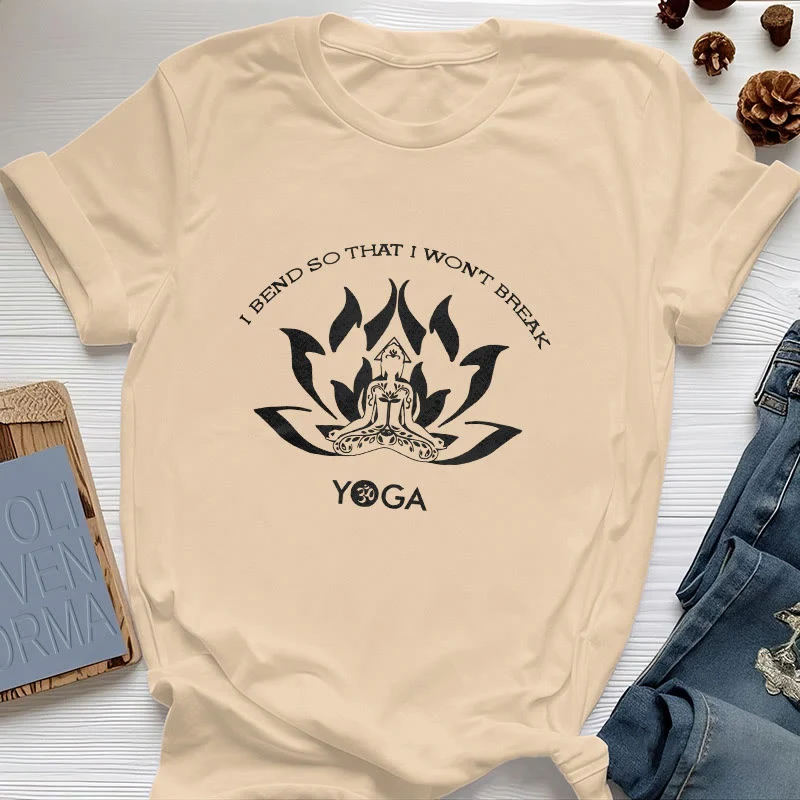 Olivenorma Yoga-T-Shirt „Ich beuge mich, damit ich nicht breche“