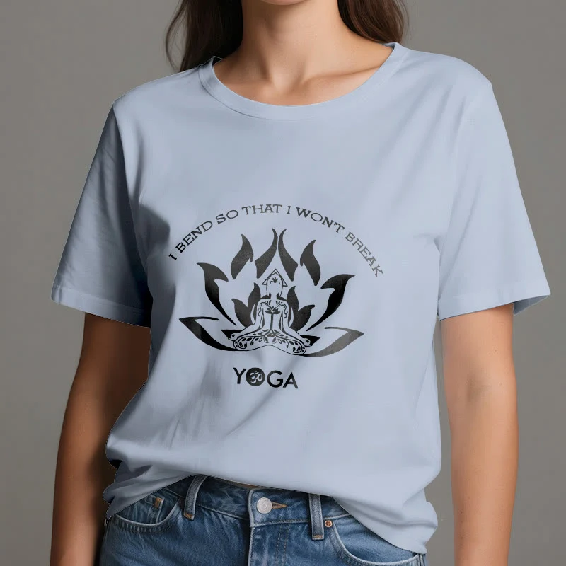 Olivenorma Yoga-T-Shirt „Ich beuge mich, damit ich nicht breche“