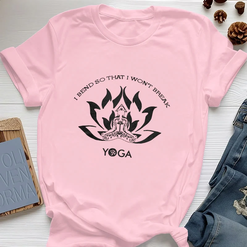 Olivenorma Yoga-T-Shirt „Ich beuge mich, damit ich nicht breche“