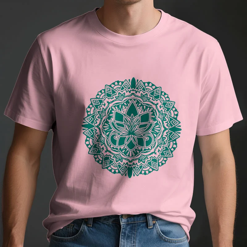 Olivenorma – T-Shirt mit grünem Lotus-Print