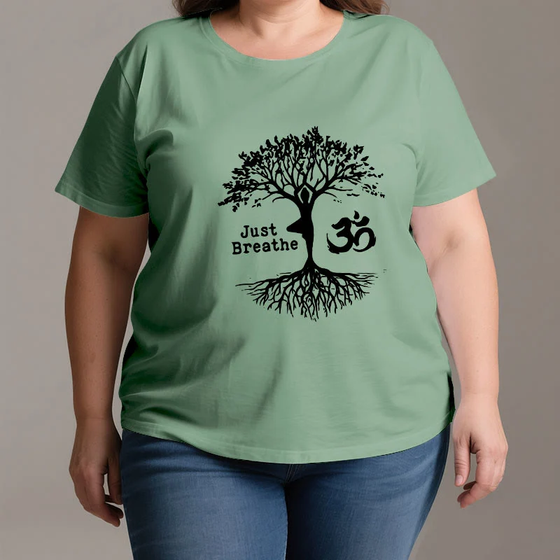 Olivenorma "JUST BREATHE" Yoga Baum OM Symbol Spirituelles T-Shirt
