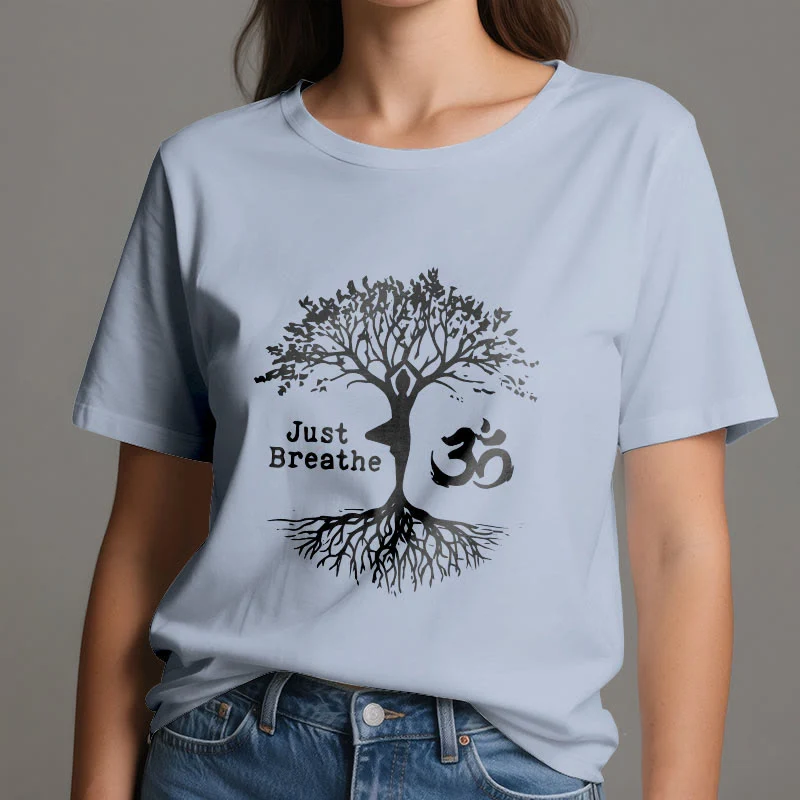 Olivenorma "JUST BREATHE" Yoga Baum OM Symbol Spirituelles T-Shirt