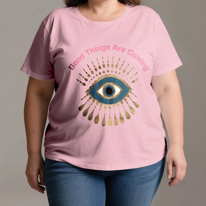 Olivenorma T-Shirt mit Aufschrift „Good Things Are Coming“