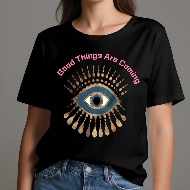 Olivenorma T-Shirt mit Aufschrift „Good Things Are Coming“