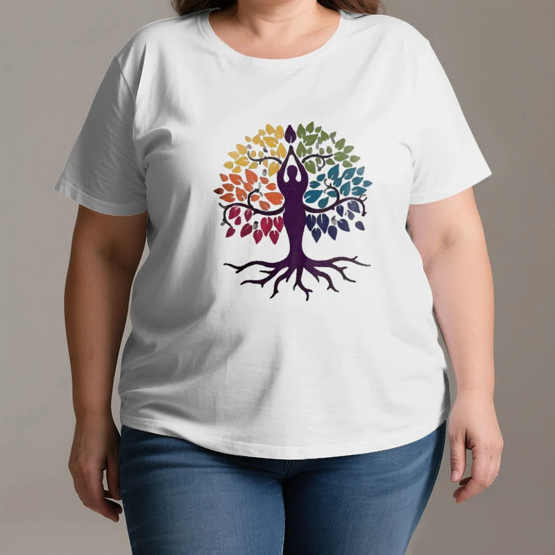 Olivenorma Yoga Baum Spirituelles Baumwoll-T-Shirt