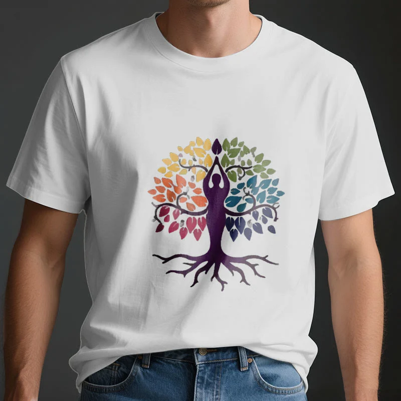 Olivenorma Yoga Baum Spirituelles Baumwoll-T-Shirt