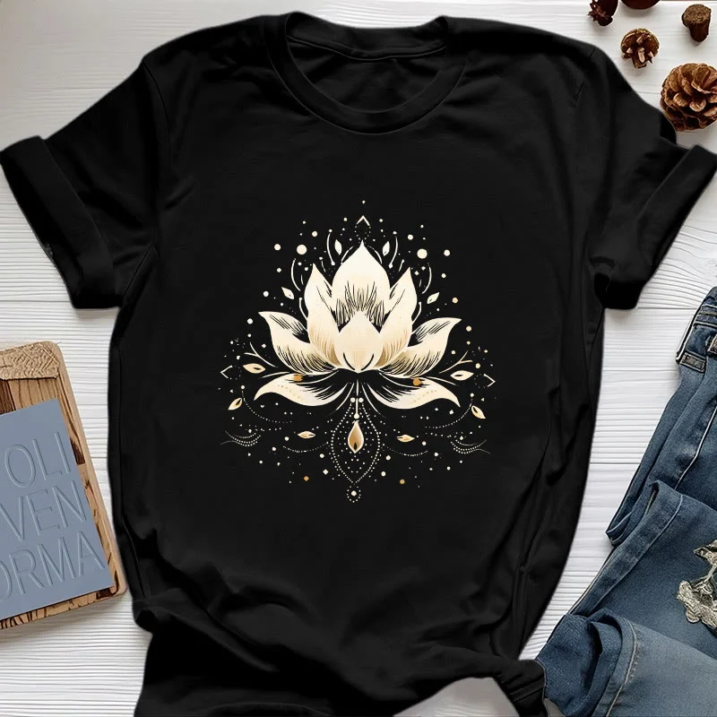 Olivenorma Blühender Lotus T-Shirt aus reiner Baumwolle