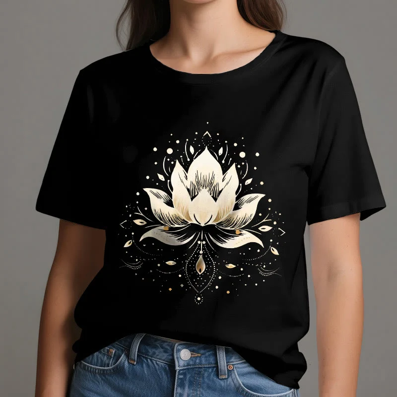 Olivenorma Blühender Lotus T-Shirt aus reiner Baumwolle
