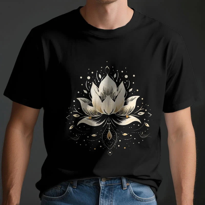 Olivenorma Blühender Lotus T-Shirt aus reiner Baumwolle