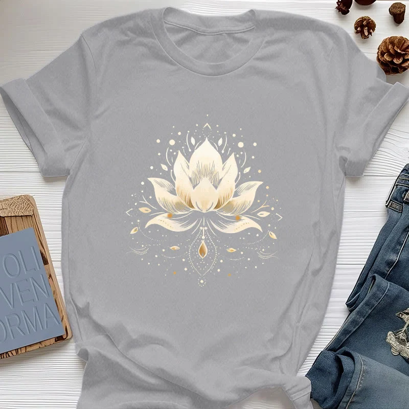 Olivenorma Blühender Lotus T-Shirt aus reiner Baumwolle