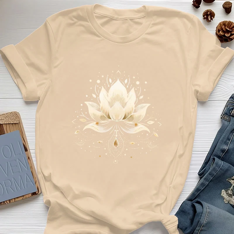 Olivenorma Blühender Lotus T-Shirt aus reiner Baumwolle