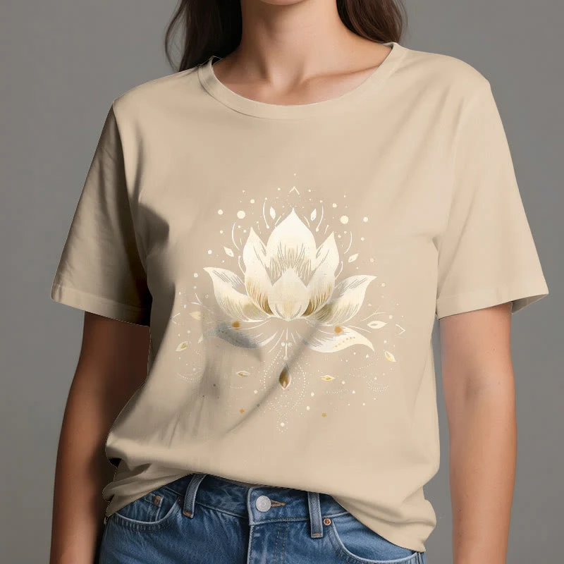 Olivenorma Blühender Lotus T-Shirt aus reiner Baumwolle