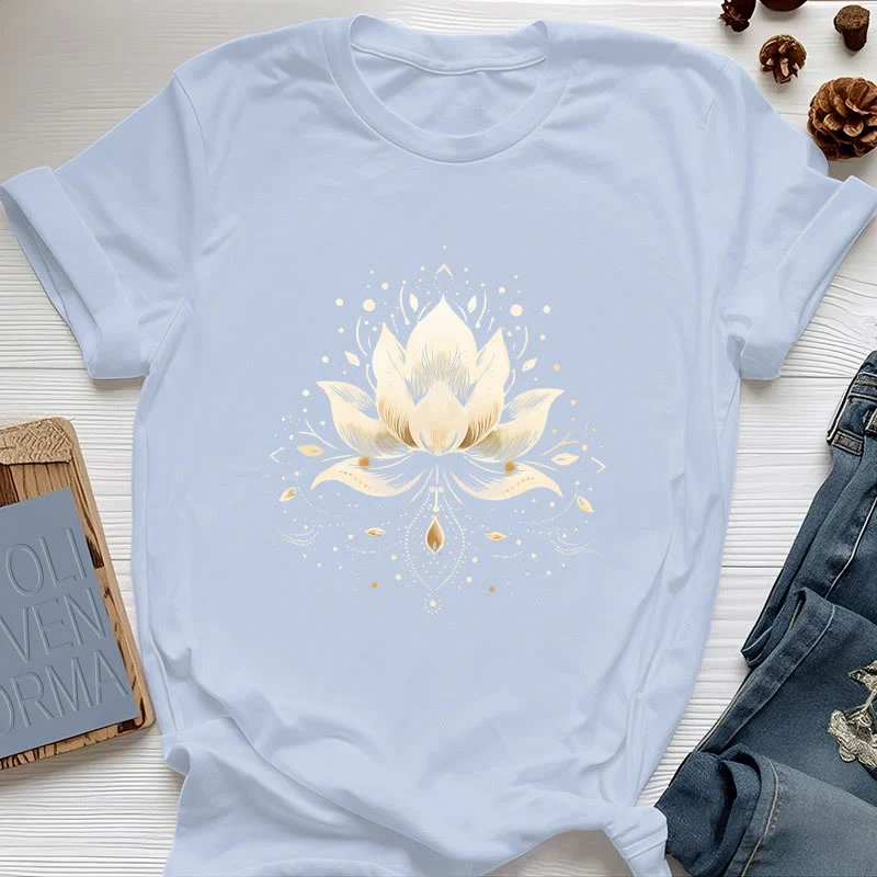 Olivenorma Blühender Lotus T-Shirt aus reiner Baumwolle