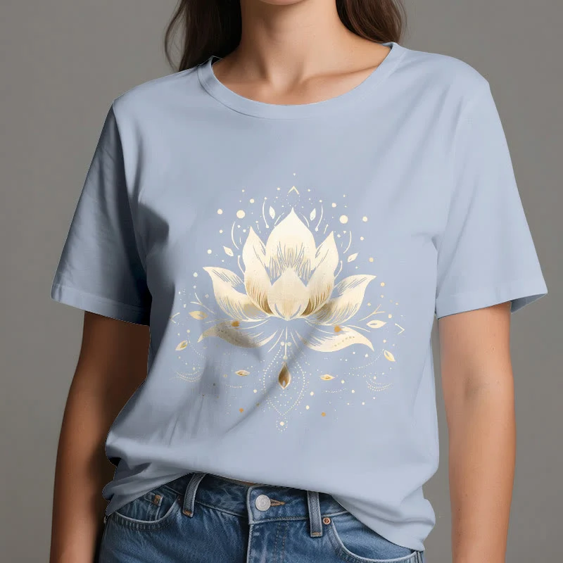 Olivenorma Blühender Lotus T-Shirt aus reiner Baumwolle