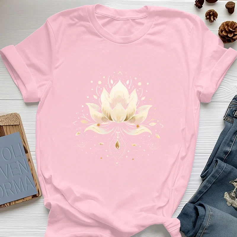 Olivenorma Blühender Lotus T-Shirt aus reiner Baumwolle