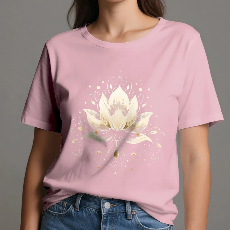 Olivenorma Blühender Lotus T-Shirt aus reiner Baumwolle