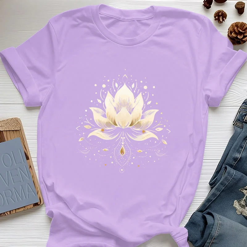 Olivenorma Blühender Lotus T-Shirt aus reiner Baumwolle