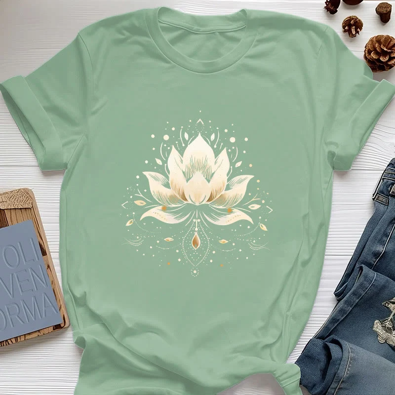 Olivenorma Blühender Lotus T-Shirt aus reiner Baumwolle