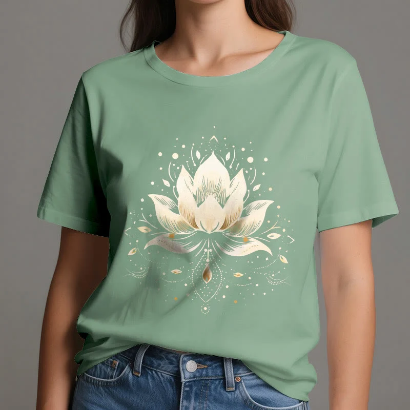Olivenorma Blühender Lotus T-Shirt aus reiner Baumwolle