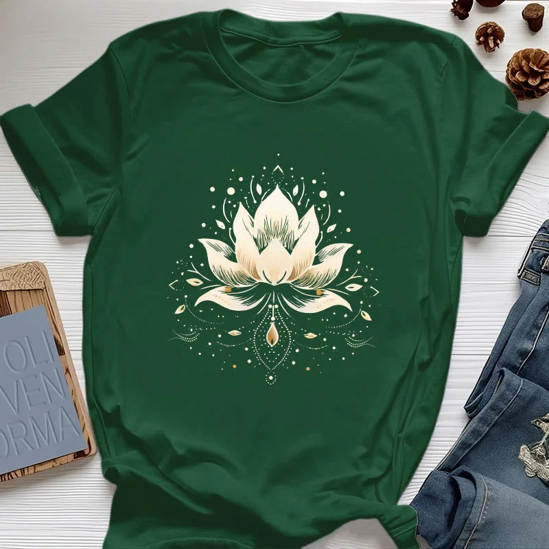 Olivenorma Blühender Lotus T-Shirt aus reiner Baumwolle