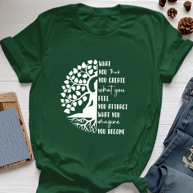 Olivenorma Baum des Lebens Yoga Meditation Baumwoll-T-Shirt