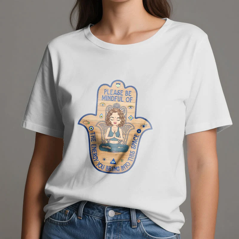 Olivenorma T-Shirt mit Hamsa-Hand, Meditation, Schutz, spirituell
