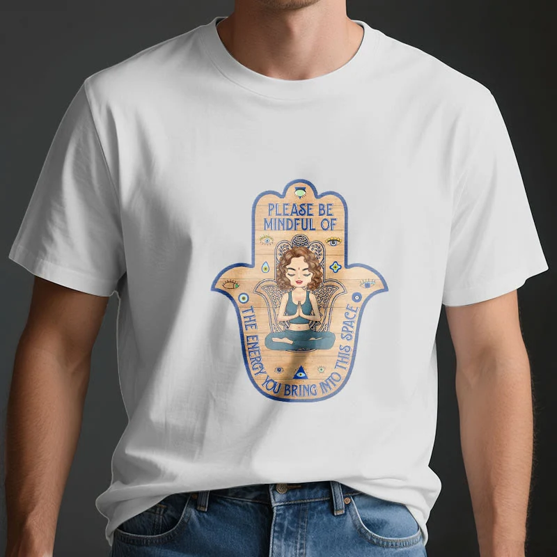 Olivenorma T-Shirt mit Hamsa-Hand, Meditation, Schutz, spirituell