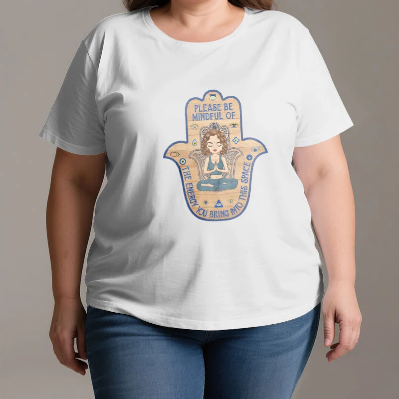 Olivenorma T-Shirt mit Hamsa-Hand, Meditation, Schutz, spirituell