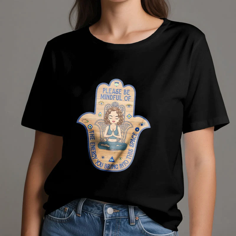 Olivenorma T-Shirt mit Hamsa-Hand, Meditation, Schutz, spirituell