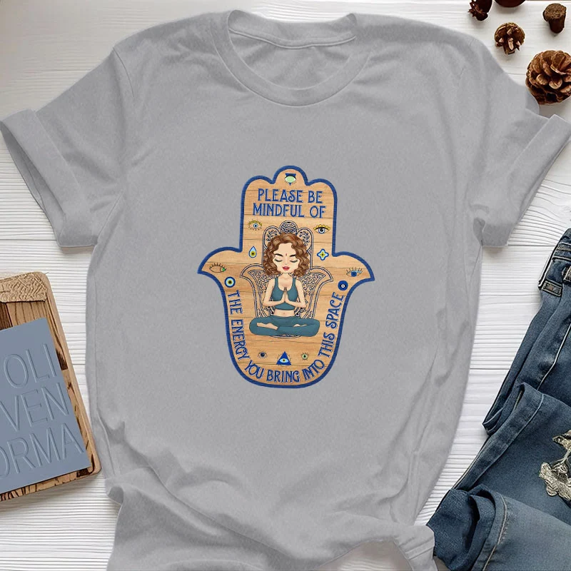Olivenorma T-Shirt mit Hamsa-Hand, Meditation, Schutz, spirituell