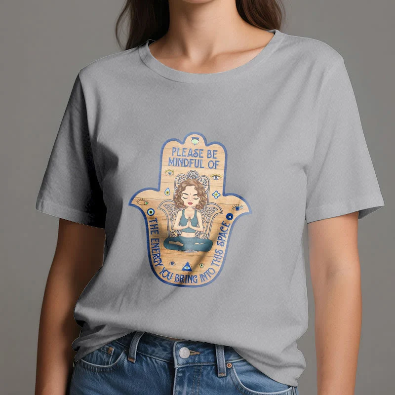 Olivenorma T-Shirt mit Hamsa-Hand, Meditation, Schutz, spirituell