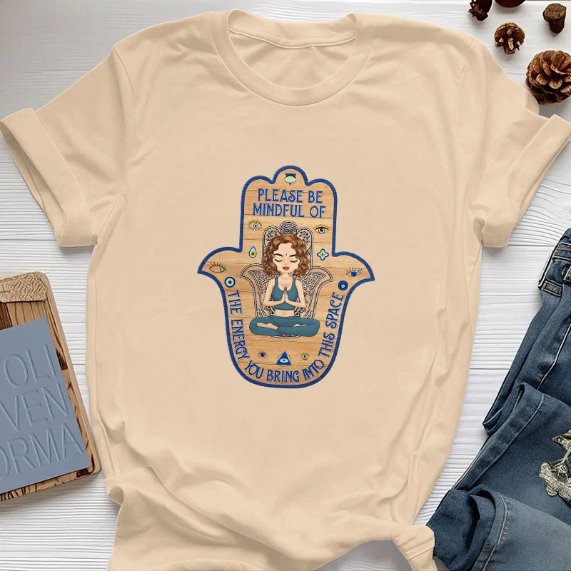 Olivenorma T-Shirt mit Hamsa-Hand, Meditation, Schutz, spirituell