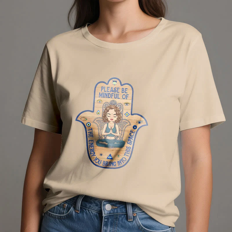 Olivenorma T-Shirt mit Hamsa-Hand, Meditation, Schutz, spirituell