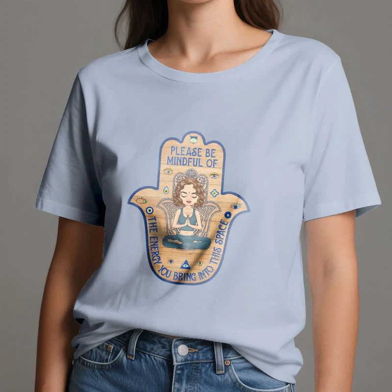Olivenorma T-Shirt mit Hamsa-Hand, Meditation, Schutz, spirituell