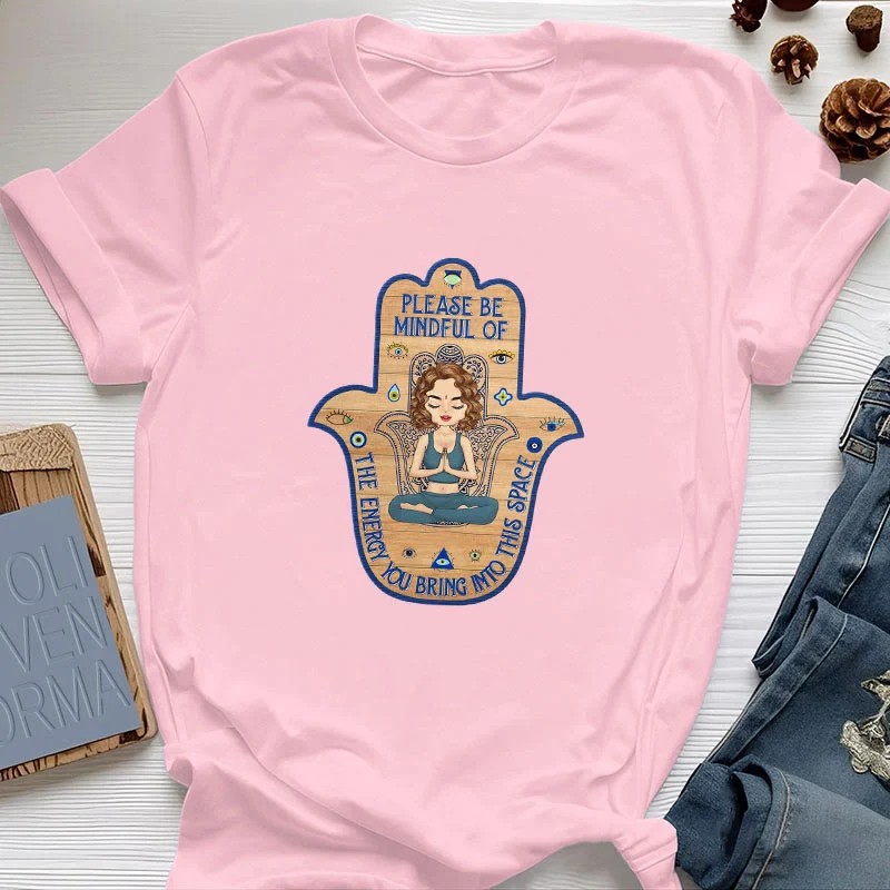 Olivenorma T-Shirt mit Hamsa-Hand, Meditation, Schutz, spirituell