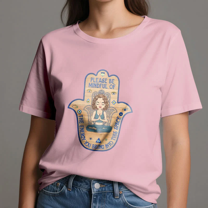 Olivenorma T-Shirt mit Hamsa-Hand, Meditation, Schutz, spirituell