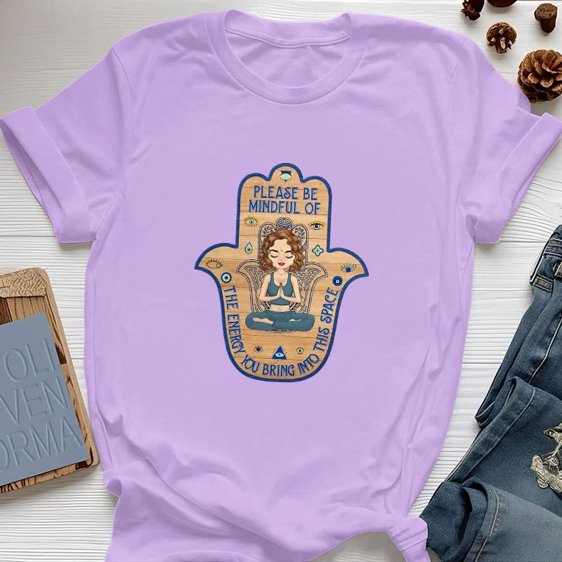 Olivenorma T-Shirt mit Hamsa-Hand, Meditation, Schutz, spirituell