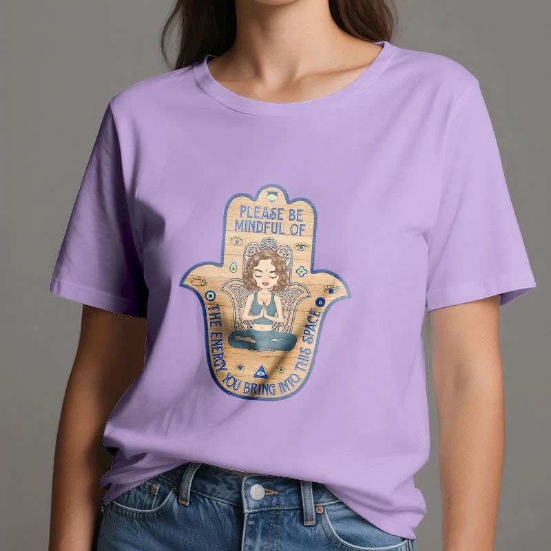Olivenorma T-Shirt mit Hamsa-Hand, Meditation, Schutz, spirituell