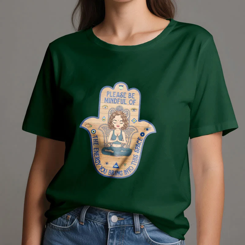 Olivenorma T-Shirt mit Hamsa-Hand, Meditation, Schutz, spirituell