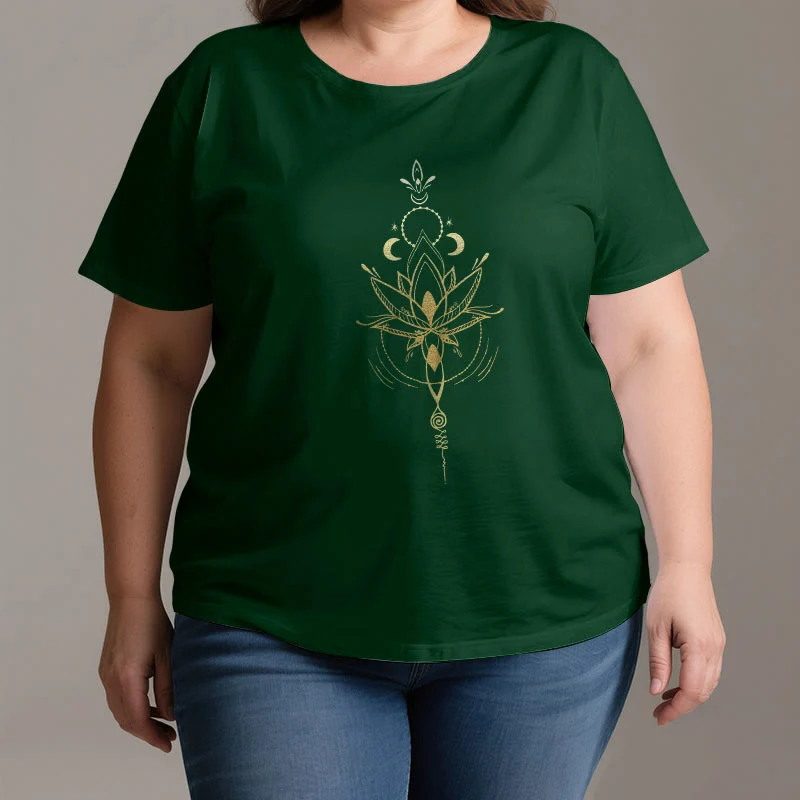 Olivenorma Mondphasen-Lotus-Schutz-Baumwoll-T-Shirt