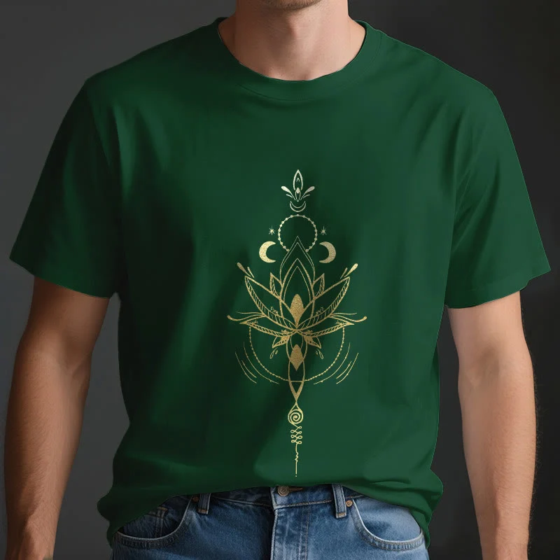 Olivenorma Mondphasen-Lotus-Schutz-Baumwoll-T-Shirt